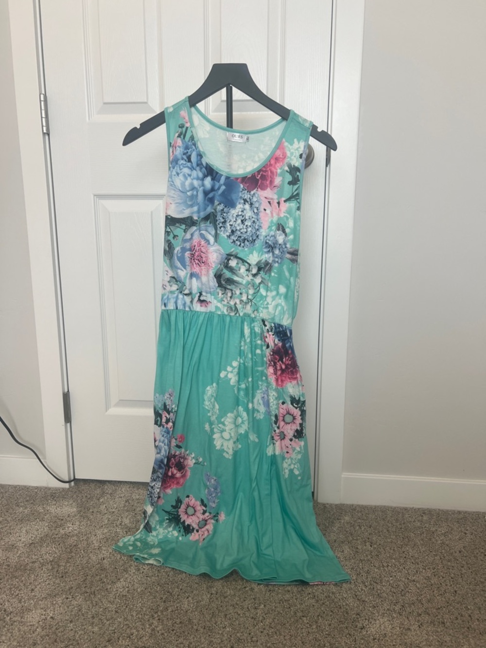Floral Mint Sleeveless Maxi Dress